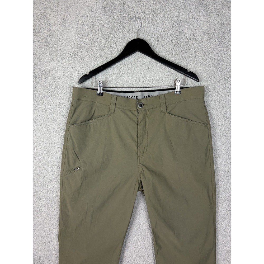 Orvis Pants Mens 38x30 Green Nylon Stretch Water Repellent Hiking Trail Outdoor